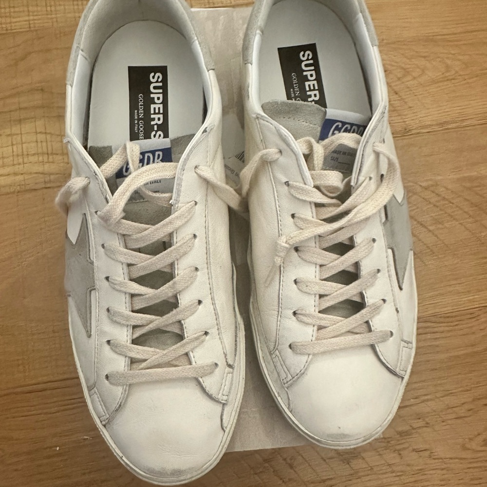 Golden Goose White and Gray Low-Top Sneakers